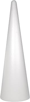 Rayher Polystyrene Cone for Decorating, DIY Craft - Large White Cone, Height 80cm, 3003700