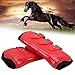 Zerodis Horse Front Tendon Boots, 1 Pair Red PU Neoprene Horse Leg Protective Boots Adjustable Horse Splint Boots Leg and Support for Training Racing Riding Jumping