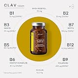 CLAV® Vitamin B Komplex – 360 vegane Kapseln (3er Set) – alle 8 B-Vitamine & Kofaktoren – Vit B1, B2, B3, B5, B6, B12 Methylcobalamin, Biotin & Folsäure – hochdosiert & vegan