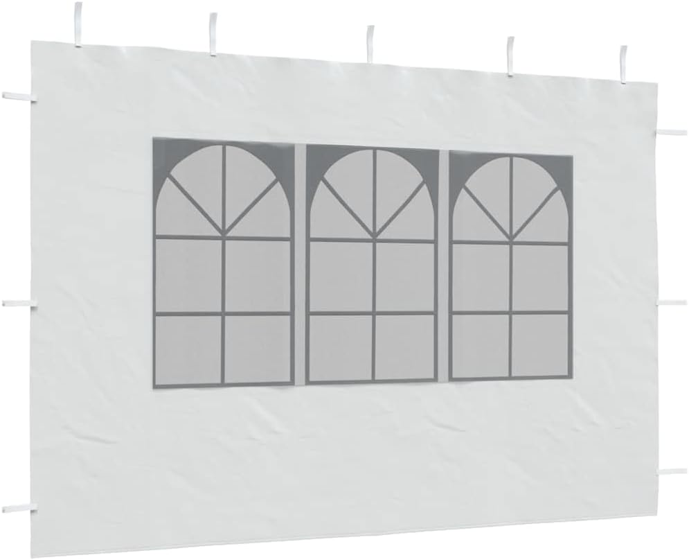 White Party Tent Sidewall, 2-Piece 100% PE Fabric, Decorative Inlays for Outdoor Gazebo Canopy Tent, 118.1x118.1x76.8 Inch UV & Water-Resistant Shade