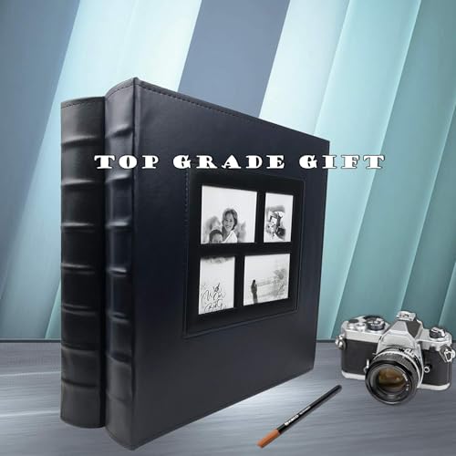 RECUTMS フォトアルバム 4x6 600枚 ブラック 大容量 レザーカバー ウェディング 家族 写真アルバム 600枚の水平および垂直の写真を収納 ブルー