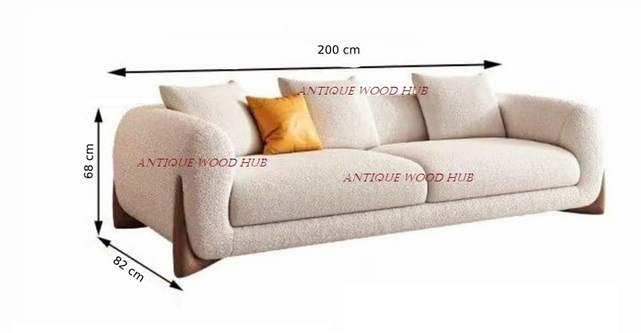 Image of Modern Sofa, Teddy Fabric, Chesterfield Style, Wooden Legs, for Living Room, Bedroom, Hallways (3 Seater)