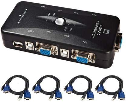 Mak World 4 Port USB 2.0 KVM Switch Box With 4 KVM Cables to Control up to 4 Computers for Computer Sharing Video Mouse Keyboard Monitor (B087V76CF4) Amazon Price History, Amazon Price Tracker