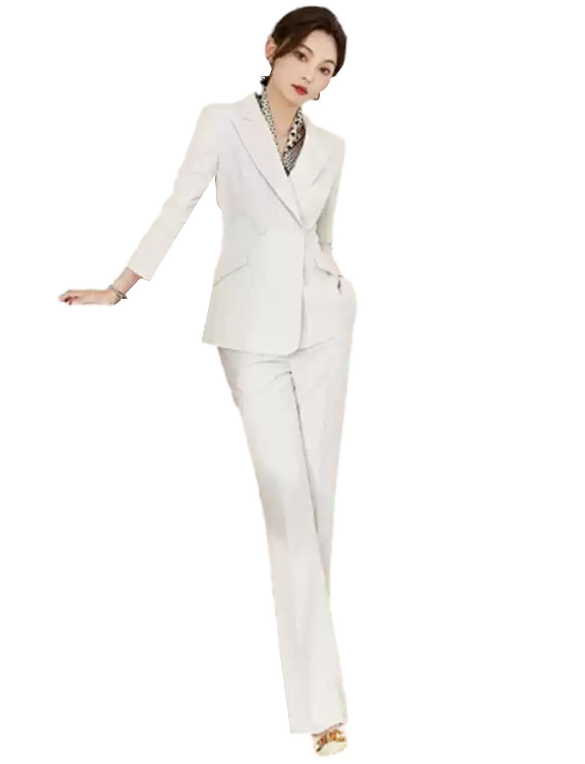 Womens Suit Two Pieces Peak Lapel Double Breasted Buttons Tuxedos Daily Leisure