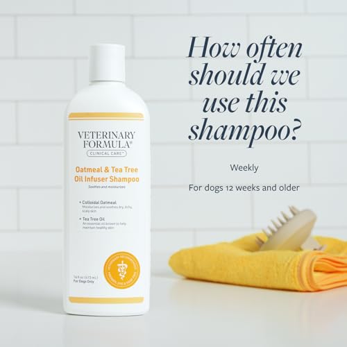 Veterinary Formula Clinical Care Dog Shampoo with Oatmeal and Tea Tree Oil, 16 oz – Gentle Shampoo for Dogs with Dry Skin, Soothes and Adds Moisture to Skin and Coat