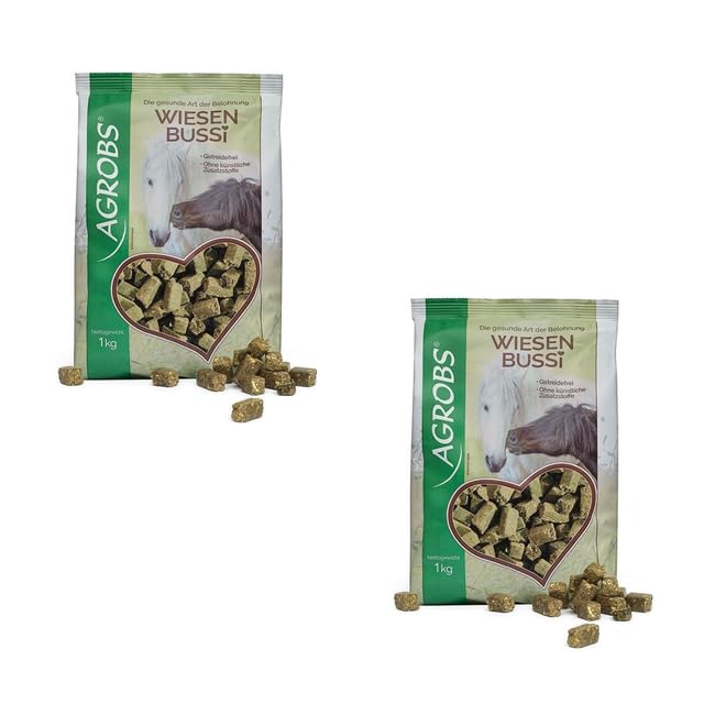 Agrobs WiesenBussi | Doppelpack | 2 x 1 kg | Ergänzungsfutter für Pferde | Hochwertige Basis aus Gräsern und Kräutern | Ohne Geschmacksverstärker und künstliche Zusatzstoffe
