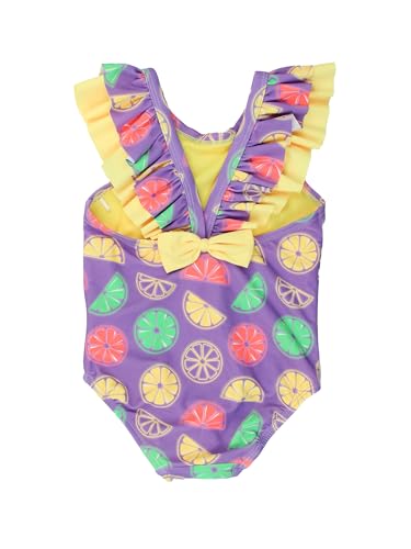 Image of RuffleButts Girls UPF50+ Sun Protection Ruffle V-Back One Piece Swimsuit