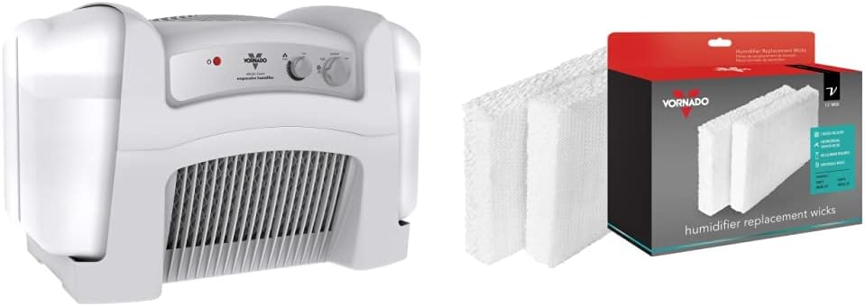 Evap40 4-Gallon Evaporative Humidifier with Adjustable Humidistat and 3 Speeds & MD1-0002 Replacement Humidifier Wick (2-Pack),White