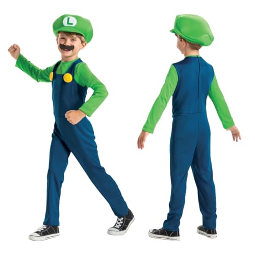 Super Mario - disfarce Luigi - inclui bigode e gorro - tamanho XS 3-4 anos +