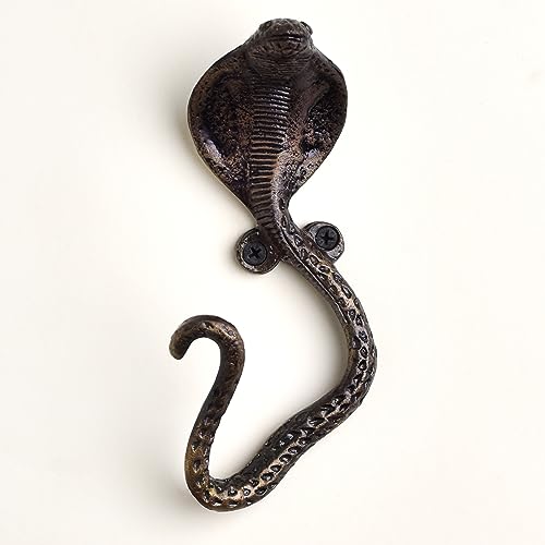 Image of Indian-Shelf Decorative Cobra Wall Hooks Kids Coat Hooks Unique Bathroom Towel Holder Antique Snake Hooks Vintage Animal Hooks Heavy Duty Backpack Hanger - 1 Piece