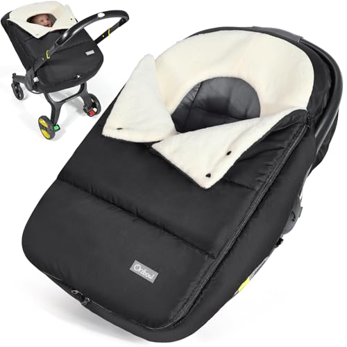 Image of Orzbow Winter Car Seat Cover Baby | Infant Car Seat Cover | Waterproof Carseat Canopy for Boys Girls with Adjustable Collar, Warm and Cozy Fleece Carseat Blanket for Winter Baby Essentials, Black