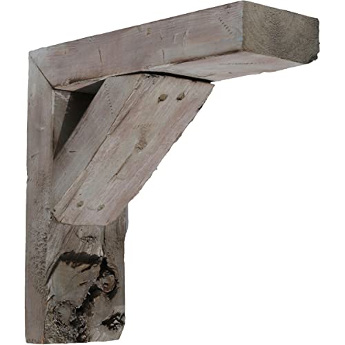 Ekena Millwork Bktb03X08X10Trgy-Case-2 Vintage Farmhouse Bracket, Barnwood Decor Collection, 3 1/2"W X 8"D X 10"H, Reclaimed Grey, 2 Pack #TOP5