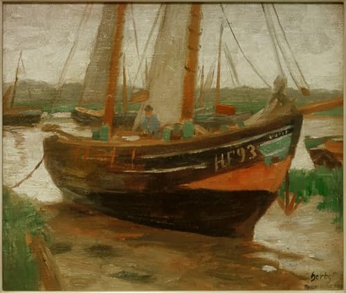 Tableau Art Abstrait Finkenwerder Trawler Ludwig Herbst Affiche Salon