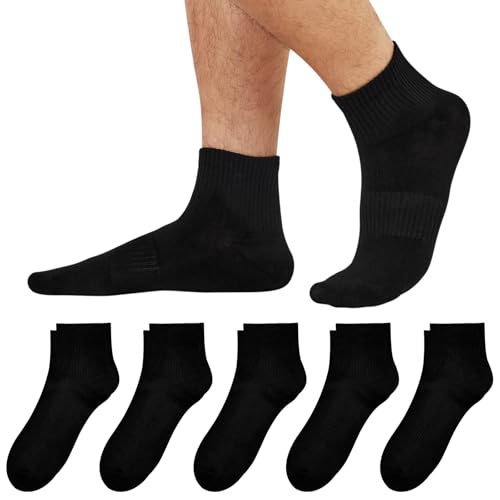 Men's Flat Knit Ankle Thin Socks (5-Pairs) - 95% Cotton Comfort Non-Binding Fit Everyday - Size Fit 6-12