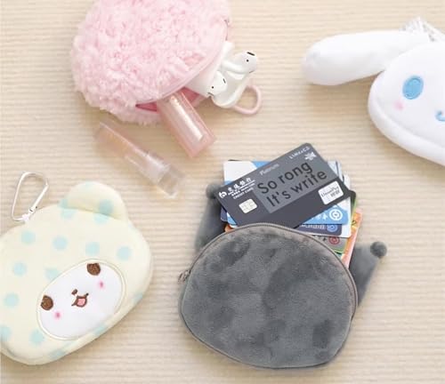 Cinnamoroll Face Shaped Plush Zipper Pouch Coin Purse with Carabiner Clip3