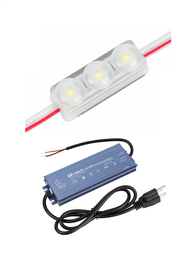 Q QINGCHEN Mini LED Module DC12V 3000K Warm White 0.5W Waterproof with Power Supply