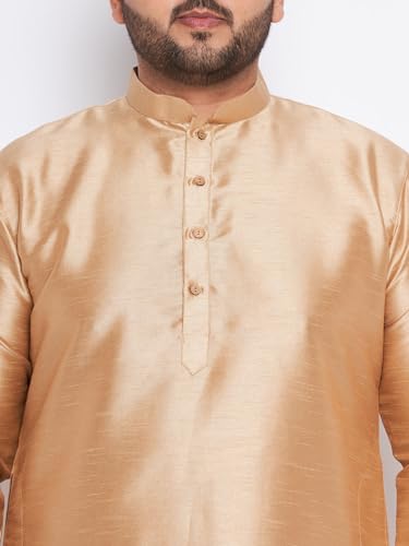 Image of Vastramay Plus Men's White Silk Blend Kurta Pyjama Set VPLUSMKWH001nPBL 44 | Independence Day