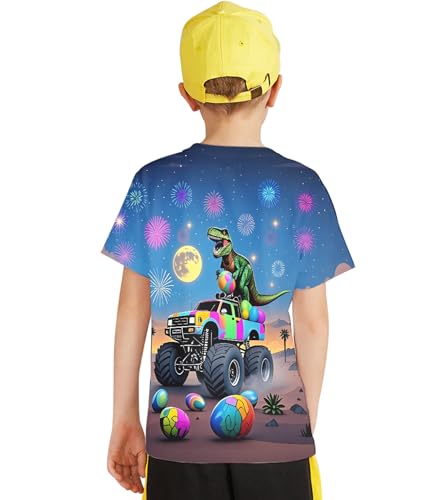 Image of Linnhoy Kids 3D Print Fashion Graphic T-Shirts for Boys Girls 6-16 Years | Unisex Colorful Short Sleeve, Crewneck, Breathable Fabric, Suitable for Daily Sport Festival Wear