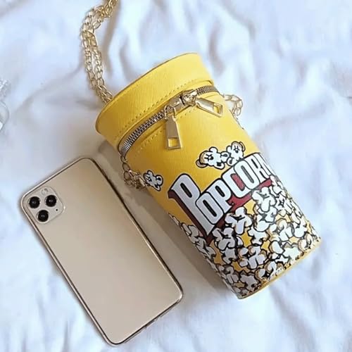 Popcorn Purse Novelty Food Shaped Crossbody Shoulder Bag Cute Stylish Bucket Handbag Zipper Chain Strap Gifts2