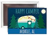 Mobile Alabama Souvenir 2x3-Inch Fridge Magnet Happy Camper Design