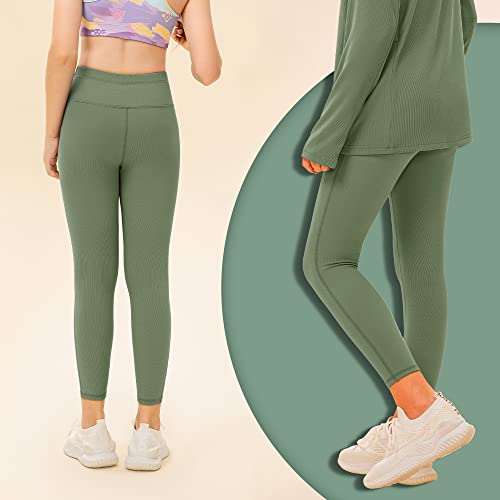 Girls Fleece Lined Leggings Winter Warm Athletic Yoga Pants for 5-11 Years2