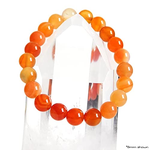 Bracelet en perles de cornaline orange 8mm de qualité supérieure LKBEADS extensible 7 pouces