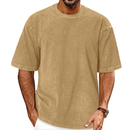 Image of Oversized Tshirts for Men Short Sleeve Vintage Washed Basic Loose Tees 2026