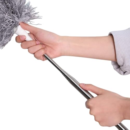 Espanador de Pó com Haste Flexível de Microfibra e Cabo Extensor Ajustável até 2,80m para Limpeza de