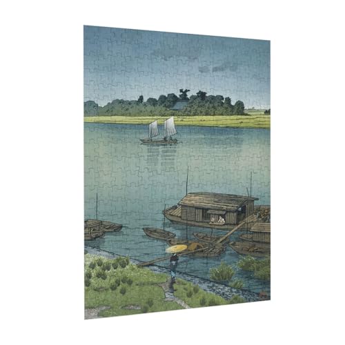 川瀬巴水 五月雨荒川 パズル 300ピース ジグソーパズル 木製 リラックス 気分転換 壁飾り 絵画 ギフト お誕生日プレゼント 初心者向け 38*26cm