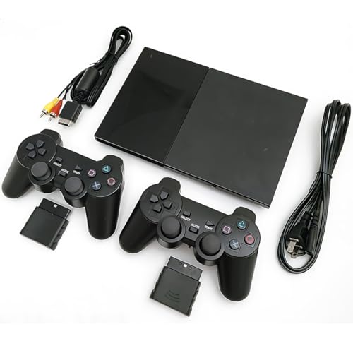 Image of Zeust PlayStation 2 Gaming System Bundle - Includes PS2 Console Slim & 2 Wireless Controllers - PlayStation 2 Console Like New - PS2 Video Game Console Black (Renewed)