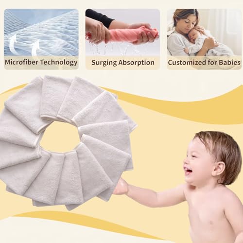 Image of MUKIN Baby Washcloths Set - 12 Pack 12x12 Inches Microfiber Coral Fleece Face Towel for Newborns, Infant, Toddlers or Kids. Ultra Soft and Absorbent wash Cloth for Baby (Gray)