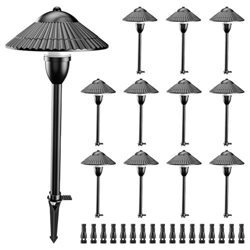 ZUCKEO Low Voltage Landscape Pathway Lights 5W Aluminum Outdoor LED Landscape Lighting 12 24V 3000K Waterproof Wired Path Light for Yard Garden Walkway 12Pack
