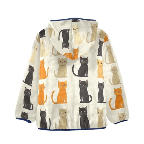 Cat Sitting Girls Fleece Jacket Girls Fall Jacket Girls Zip Up Hoodie Girls Sherpa Jacket 2-10T2