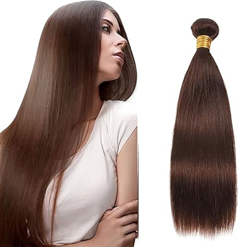 Salharer Tissage Naturel Cheveux Humain Bone Straight Human Hair Bundles Double Weft Single Extensions #4 Chocolate Brown Couleur Tissage en lot Cheveux...