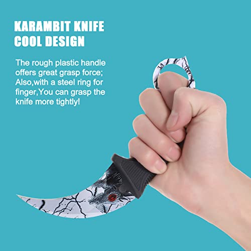 Milaloko 2 Pieces Karambit Knife Fixed Blade Tactical Camping Tool,Outdoor Hunting Knife with Sheath and Cord, Suitable for Hiking, Adventure, Survival and Collection (Black Dragon)
