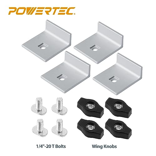 Image of POWERTEC 71821 Bi-Directional Short Stop Kit, T Track Stop Block for T-Track Woodworking, Sanding, and Routing, 4PK