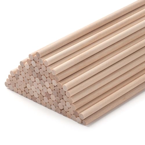 Holzstäbe zum Basteln Holzstäbchen zum Basteln Ø 5mm Länge 15 cm 100 Stück Rundholz Natur Bastelholz für Makramee Stöcke Unfertige Hartholz Stäbchen für Handwerk Tiered uchen Unterstützung