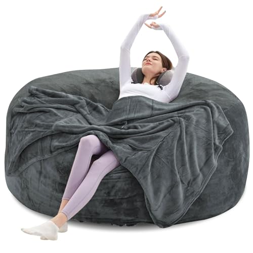 Image of Big Bean Bag Chairs for Adults,4FT,Bean Bag Chair with Filler Included,Memory Foam Chair,Removable and Washable Flannel Cover,Suitable for Bedroom and Dormitory. (Apricot, 4 Foot)