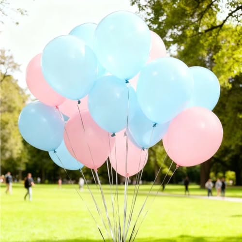 Image of 200 Pcs Pink and Blue Balloons 5 Inch Macaron Pastel Blue Pink Latex Small Balloon Garland Arch Kit for Baby Shower Birthday Bridal Shower Wedding Anniversary Gender Reveal Party Decorations