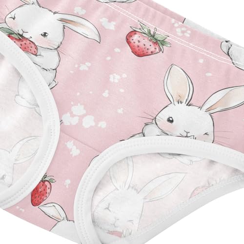 Wusikd Cute Rabbits Girls' Underwear Cotton Strawberries Pink Girls Briefs Soft Toddler Underwear 2T4