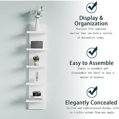 Étagère utilitaire blanche à 5 niveaux et solution d'économie d'espace pour rangement mural - 6