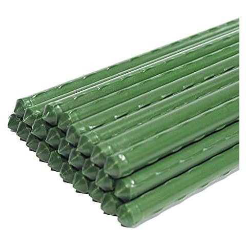 G-LEAF Garden Stakes 5 ft Plastic Coated Steel Tube Sturdy Metal Plant Sticks for Tomato,Cucumber,Bean,Tree,Pack of 25 Cover