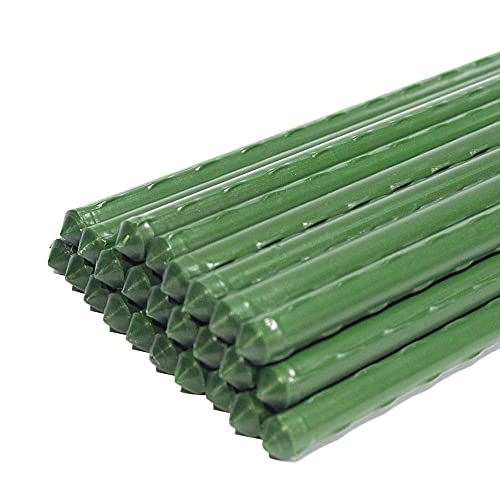 G-LEAF Garden Stakes 5 ft Plastic Coated Steel Tube Sturdy Metal Plant Sticks for Tomato Cucumber Bean Tree Pack of 25