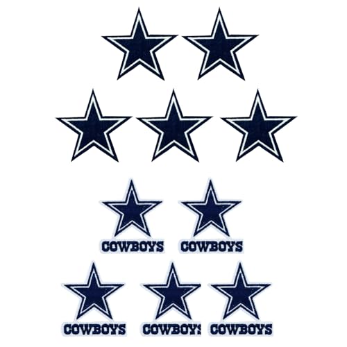 YuJianShengHong 10pcs Cowboys Styles Embroidered Iron On Patches 2 Sizes Stars Embroidered Iron on Patches for Backpacks Hats Jackets Dress Shirts Coats DIY Accessories