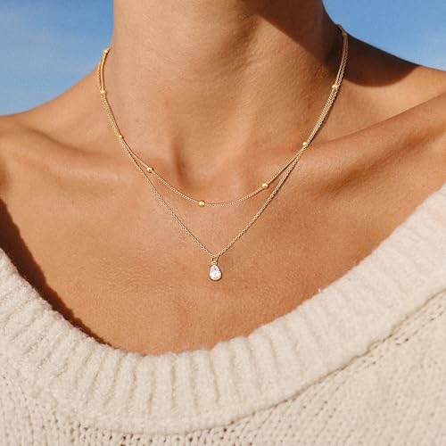 Kakonia Layered Gold Necklace for Women 14K Gold Plated Pendant Necklace Set Gold Necklace Satck Dainty Gold Chain Trendy Jewelry for Women3