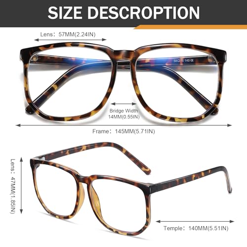 Image of TR90 Oversized Blue Light Blocking Glasses Men Women Ultralight Nerd Square Computer Games Black Large Eyewear