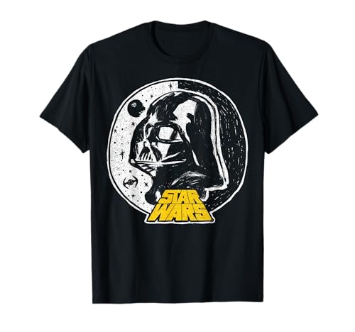 T-shirt Star Wars Darth Vader Moon Man vêtement imprimé espace coton col rond noir