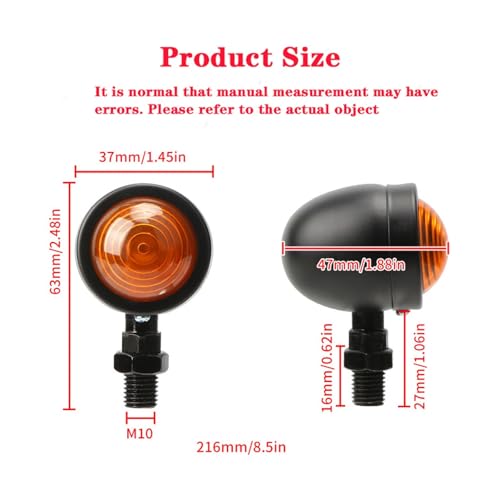Luz indicadora de metal negro cromado tipo bala con intermitentes ámbar para moto 2