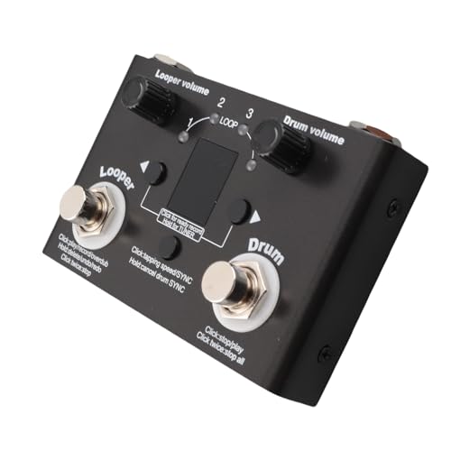 AOWINHIT Drum Looper Pedal Professional Metal 4 Ubicaciones de Almacenamiento 11 Minutos Tiempo de Grabación con Sintonizador Incorporado para Guitarristas y Músicos Negros