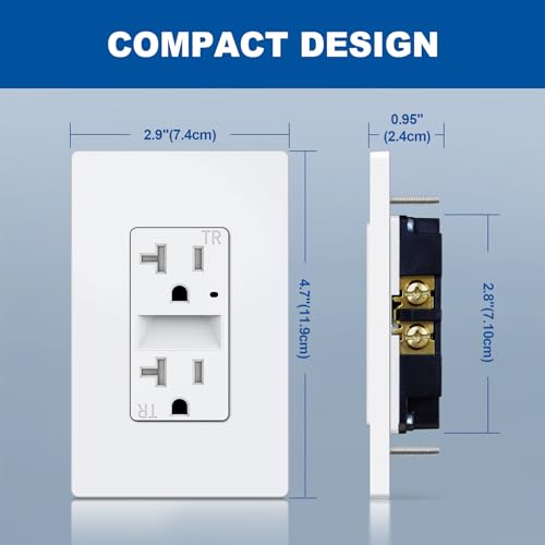 Image of CML 20A Outlet with Night Light for Hallyway & Bathroom, ETL Listed, 5 Pack